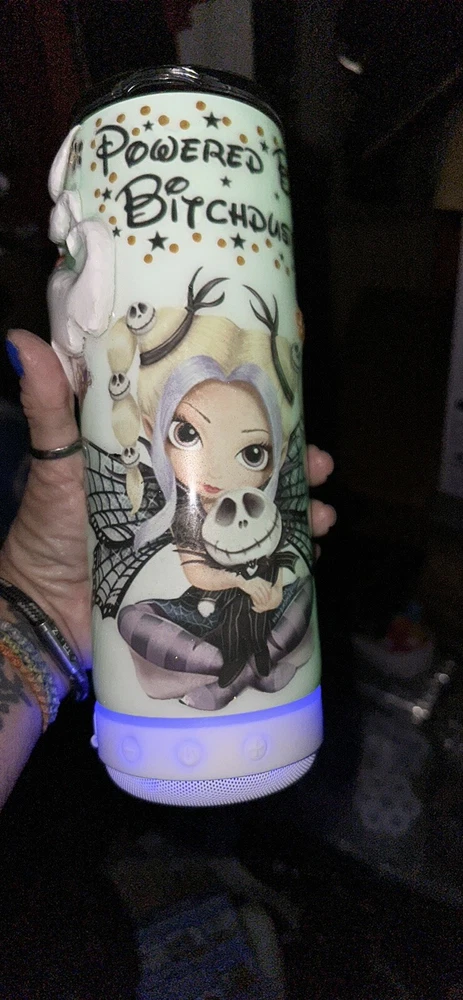 Tumbler With Blue Tooth ,20oz ,3D Stainless Steel Glow In dark! Handmade. 🤩
