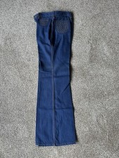 Woman  s Vintage Jeans 1970  s Braided Pockets, Flared Bell Bottom Cut- 26 Inch