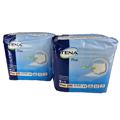 TENA Plus Adult Underwear XL Breathable NEW 55'' - 60'' 15 Count/Pack of 2