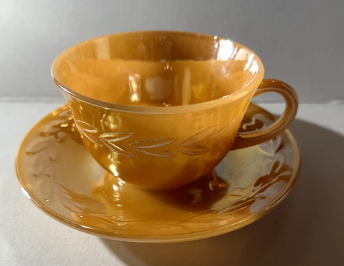 Fire King Peach Lusterware by Anchor Hocking Cup & Saucer