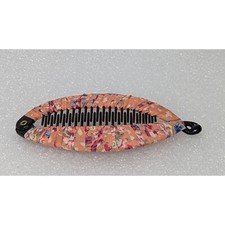 Vintage Floral Banana Hair Clip 5 3/8" x 2 1/2" Orange Peach