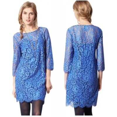 hd in paris lace dress Anthropologie HD in Paris Women's Urban Chic Electric Blue Lace Dress Size XS
