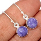 Natural Siberian Charoite 925 Sterling Silver Earrings Jewelry CE36340