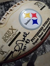 Chuck Noll,  Lynn Swann, John Stallworth autographed football with COA