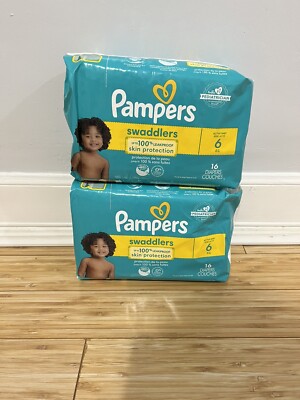 Pampers Swaddlers Diapers Size 6, Packs Of 16 Count Each