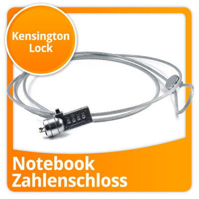 Kensington Lock Laptop Notebook Zahlenschloss Diebstahlsicherung Kabel PC Beamer