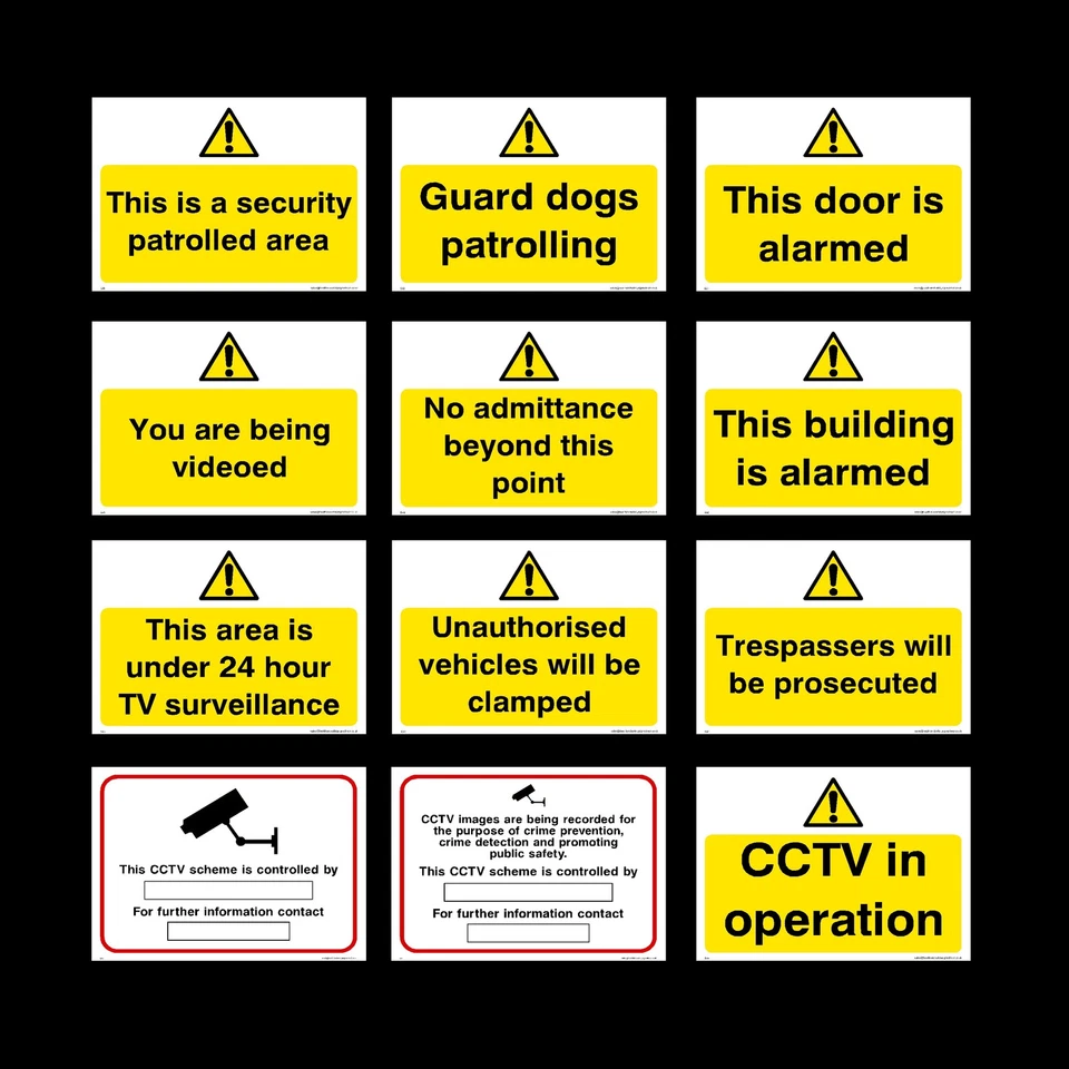 HEALTH&SAFETYDIRECT CCTV / 24hr / Guard Dogs / Security / Alarmed / Patrol - Plastic Sign, Sticker