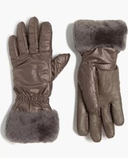 UGG Fontanne Smart Genuine Shearling Trim Gloves in Stormy Grey Size S/M