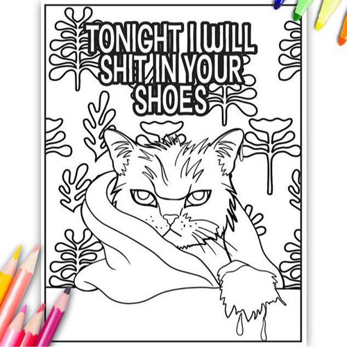 Swearing Cats Catitude Coloring Book, Cat Colouring Books for Adults KH - Picture 5 of 16