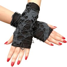 Unisex Gothic Black Fingerless Glove For Women Men Mittens Clubwear Dance Gloves