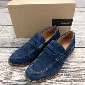 clarks navy blue loafers