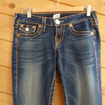 True Religion Blue Rainbow Joey Flare Bootcut Low Rise Jeans