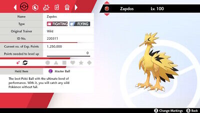 Galarian Zapdos Shiny 6IVs Galar Event - Pokemon Sword & Shield