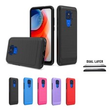 For Motorola Moto G Play 2021 , Dual Layer Shockproof Metallic Brushed Case