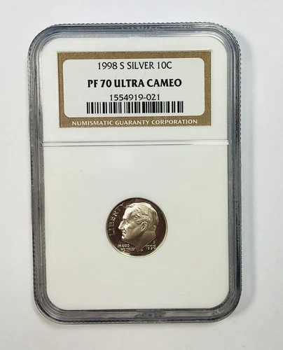 1998 S Silver 10c DIME NGC PF70 ULTRA CAMEO Brown Label - Ships Fast