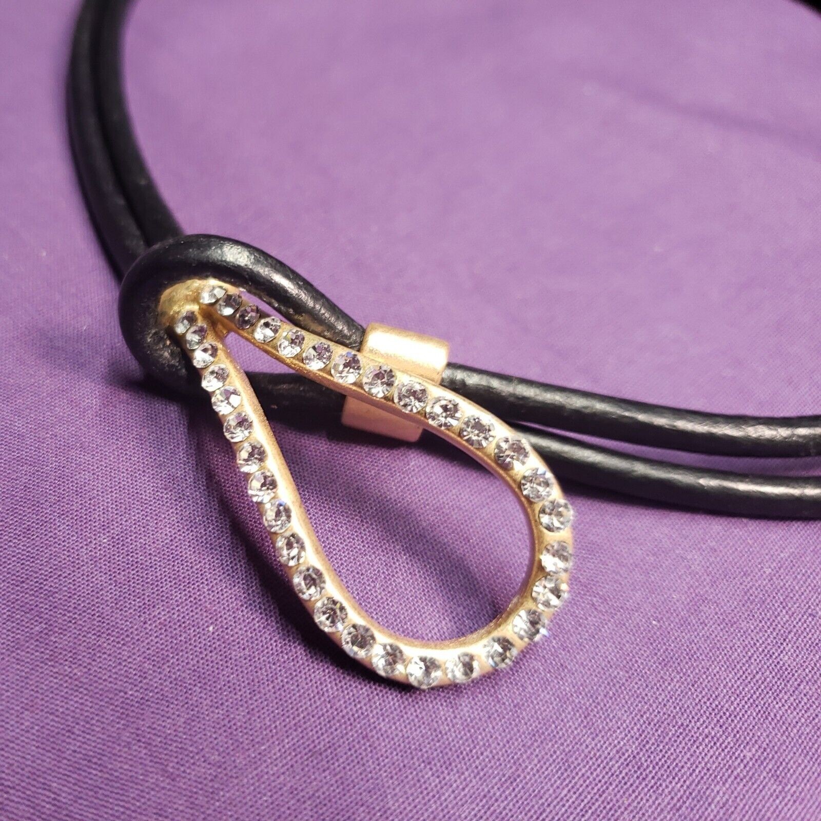 Unique Necklace Interlocking Front Rhinestone Tog… - image 4