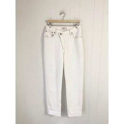 Abercrombie & Fitch The 90s Straight Ultra High Rise Criss Cross Jeans White 29R