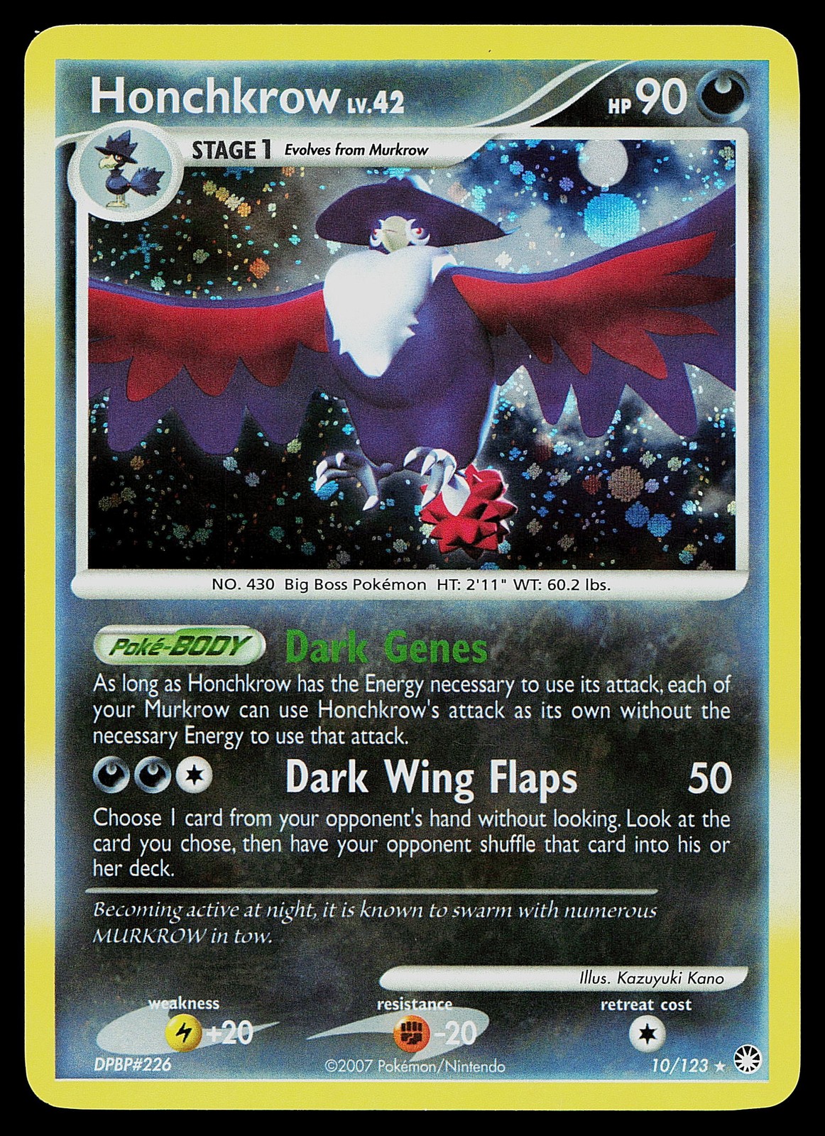 Pokemon Card - Honchkrow Mysterious Treasures 10/123 Holo Rare