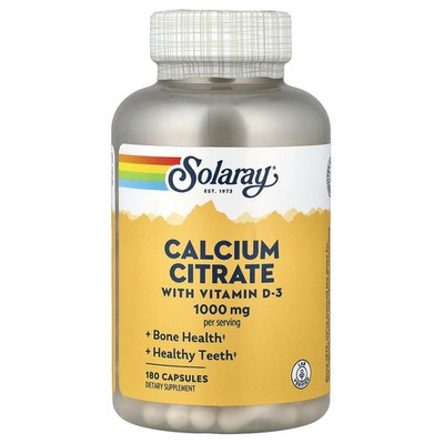 2 X Solaray, Calcium Citrate with Vitamin D-3, 180 Capsules