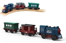 Battery Operated Train for Wooden Track, 3Pcs Motorized Train Toy for 3 4 5+Y.