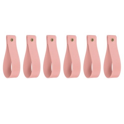 6pcs Artificial Leather Curtain Rod Holder with Screws Pink