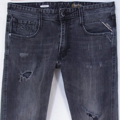 Mens Replay M914 ANBASS Stretch Slim Tapered Grey Jeans W32 L32