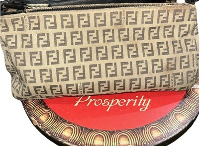 Auth Fendi Baguette Zucca Canvas Pouch bag No Strap