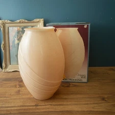 Vtg Anchor Hocking Glass Vase Crosswinds 80s Deco Revival 16"