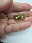 Golden Yellow Rhinestone Gold Tone Metal Stud Pierced Earrings Vintage