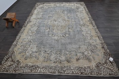 Oushak Turkish Vintage Rug 7x10 Kilim Rug Anatolian Handmade Boho Decor GRAY