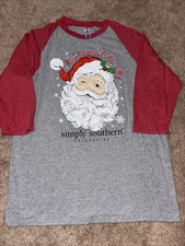 Simply Southern T-shirt Christmas TIS THE SEASON TO BE JOLLY Women’s L Red Gray