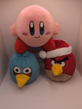 Lot Of Angry Birds And Kirby Plush Red j Santa Hat Blue Bird Jay/Jake/Jim 6 In