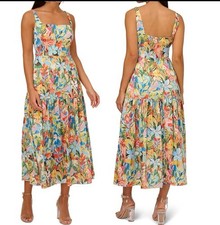 Aidan by Aidan Mattox Size 16 Floral Sleeveless Fit& Flare Drop Waist Midi Dress