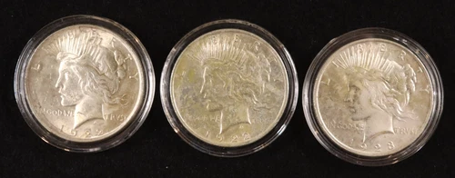 Set of 3 - Peace Silver Dollars  (1922-1923) - AU to BU with Super Appearances