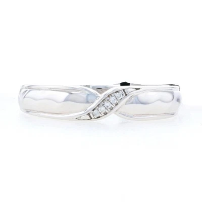 Kallati Diamond Twist Crossover Band - White Gold 9k Round Cut Wedding Ring - Image 1 of 4