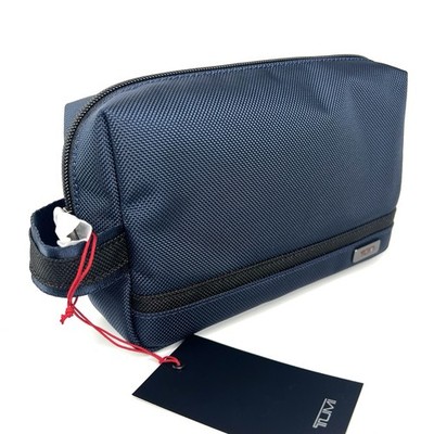 TUMI Travel Kit Medium Accessory Pouch Navy Blue with Black Trim