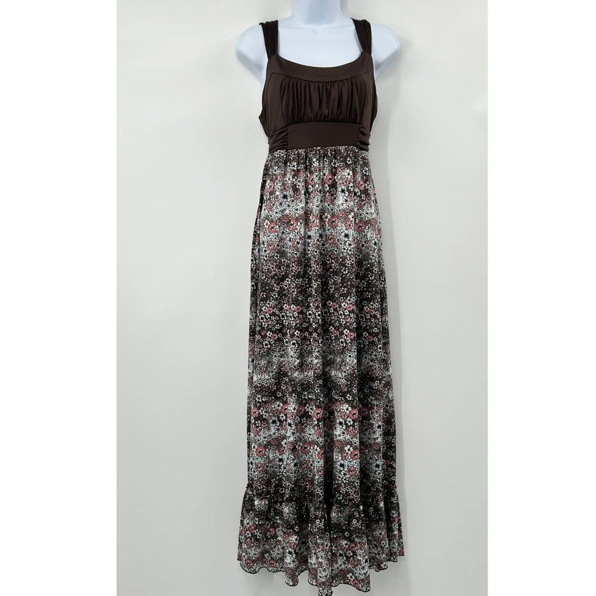 maxi dress chocolate Odela Strapless Scarf Drop Waist Maxi Dress | Chocolate | Womens