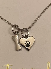 Authentic Swish .925 Sterling Silver Paw Prints On My Heart Necklace Brand New 