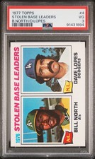 1977 TOPPS B.NORTH/D.LOPES #4 STOLEN BASE LEADERS PSA 3
