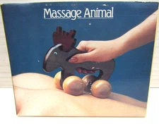 Vintage Wooden Moose Handheld Massager on Wheels – Natural Wood Roller Massage 