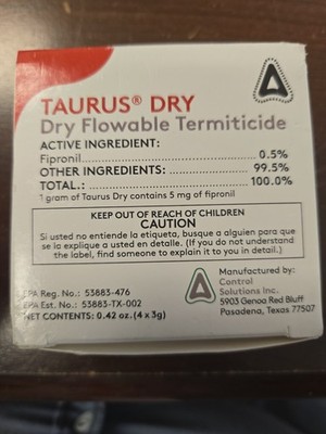 Taurus Dry Dry Flowable Termiticide NIB 4 Cartridges 4 X 3G