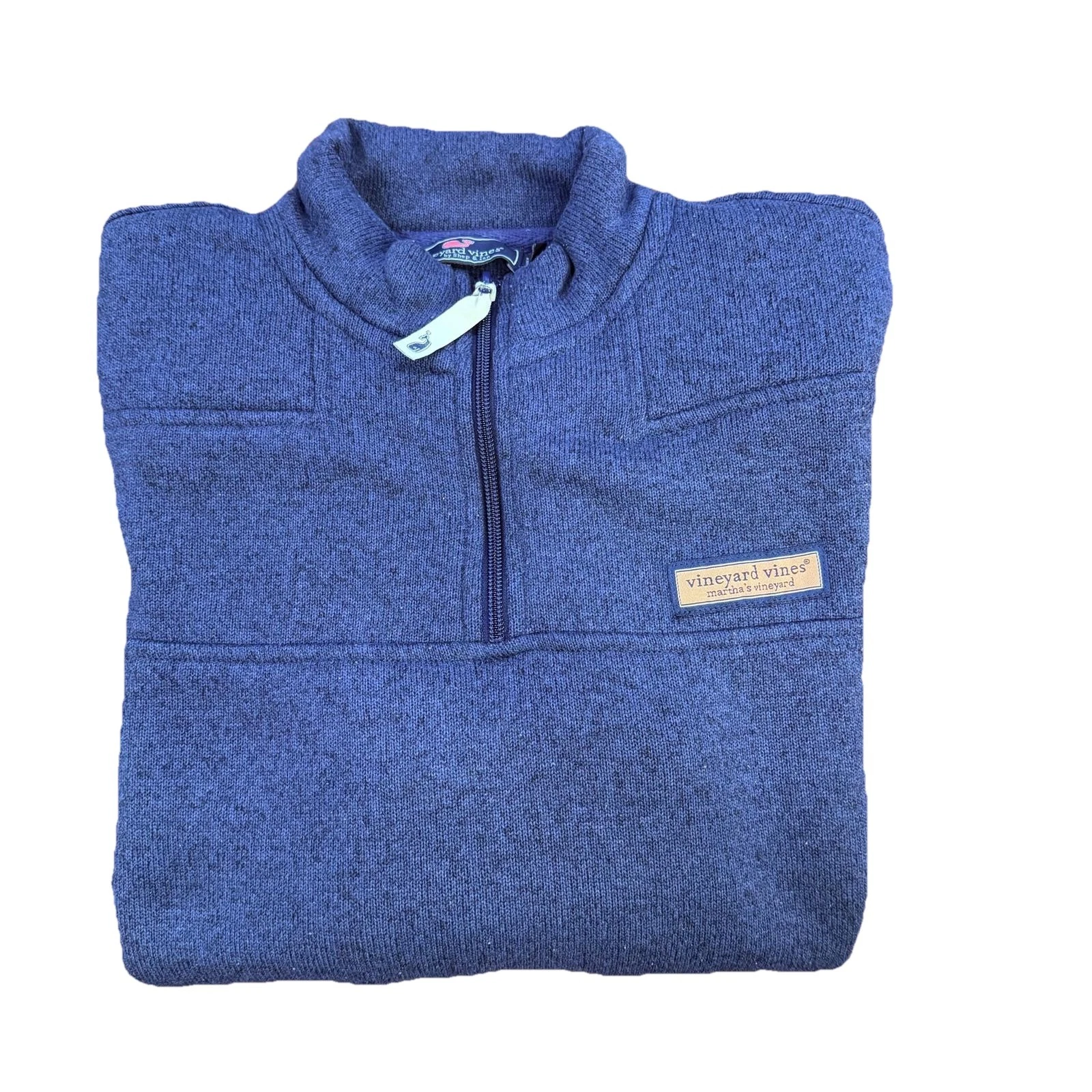 Vineyard Vines Sweatshirt Womens Sz S Blue Surf Terry Shep Shirt 1/4 Zip Preppy