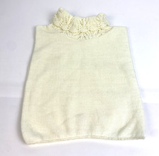 Vintage Cream Knit Dickey Collar Pointelle Ruffle Turtleneck Mock Neck Ivory