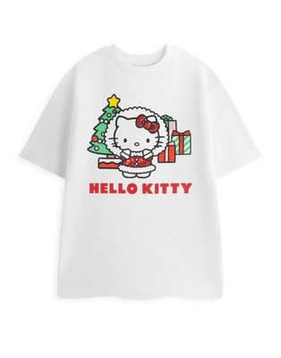 Hello Kitty Weiß Glitter Kurzärmeliges T-Shirt Frauen