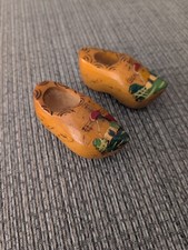 Pair of 1950s Vintage Wooden Clogs 8cm Long Collectibles from Holland Dutch