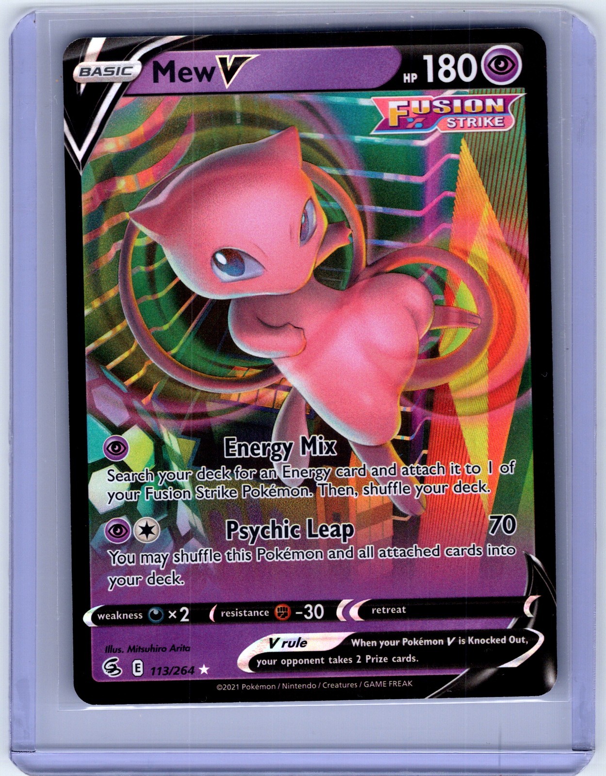 Mew V 113/264 Fusion Strike NM Full Art Ultra Rare Pokemon Card