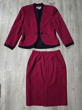 Vintage Christian Dior Women's Magenta Wool Suit, Size 12