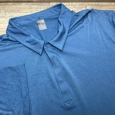 Icebreaker Mens Merino Wool Blend Short Sleeve Polo Shirt Blue XXL Stretch EUC