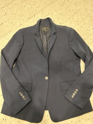 J Crew Women s Regent Navy Colored Blazer Size 14 Cotton Blend Button Front