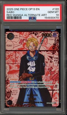 ワンピースカードゲーム SABO レッドマンガオルタネートアート #120 One Piece CCG Sabo Red Manga Alternate Art OP13-120 PSA 10 Gem